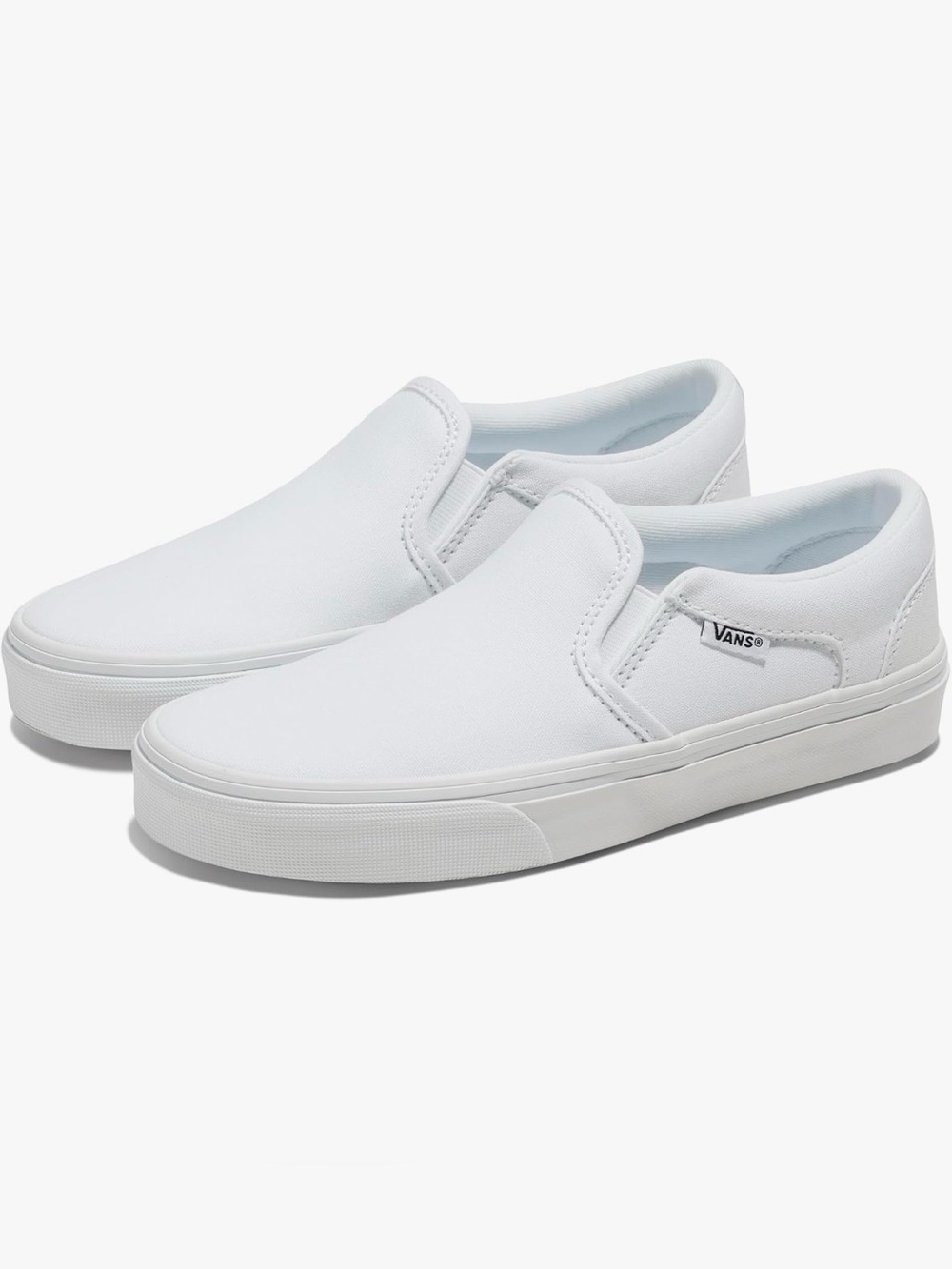 Vans White Canvas Asher Slip-On Sneakers